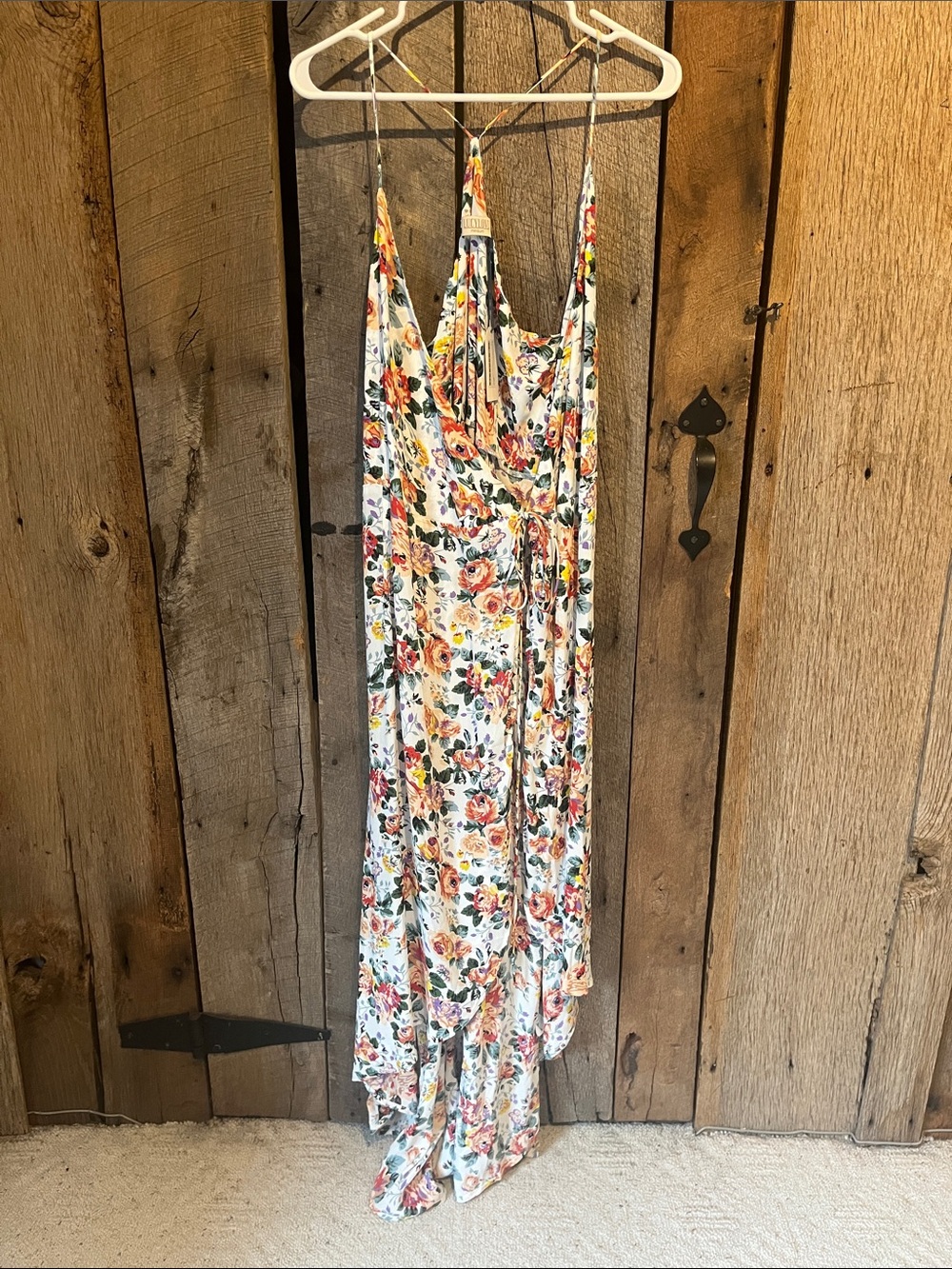 Lucy Love Floral Maxi Dress in White with Multicolor Floral Print